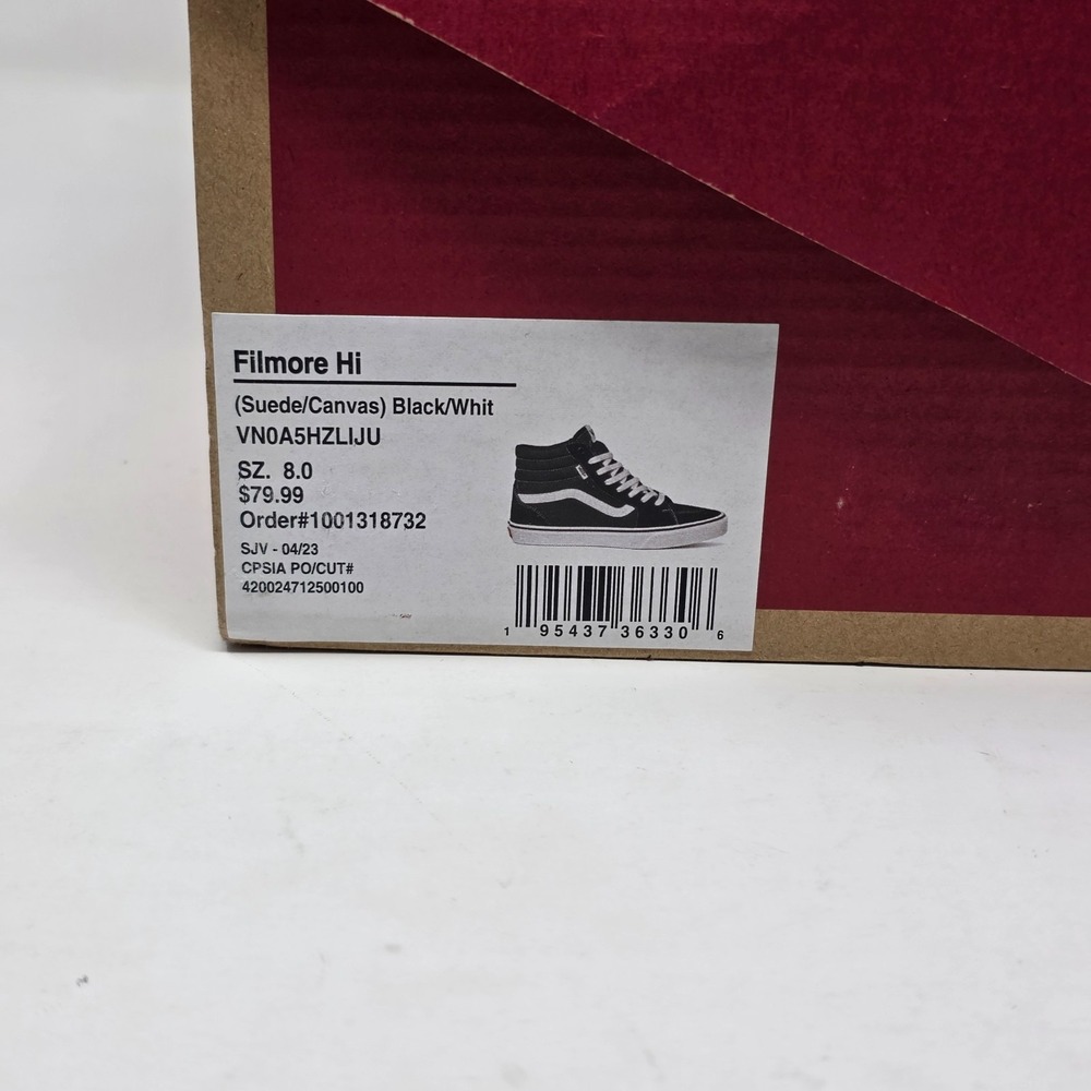 Vans Filmore Hi Canvas Suede‎ Black White Skate Shoes Men's Size 8 VN0A5HZLIJU - Picture 7 of 7